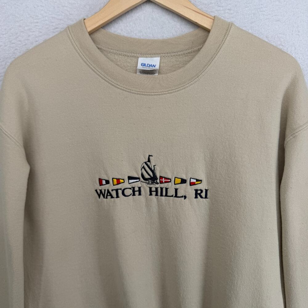 WATCH HILL Sweatshirt Mens M Rhode Island Westerly East Beach Pullover Beige - Picture 1 of 12